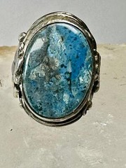 Art Nouveau ring Floral Art Deco leaves band Size 4.25 Sterling Silver women gir
