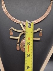 Vtg Brutalist Mixed Metals Abstract Bib Collar Choker Handmade Necklace AS IS