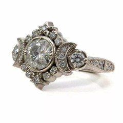 Classic Art Deco Style Round Cut Lab Created Diamond 925 Silver Ring For Her