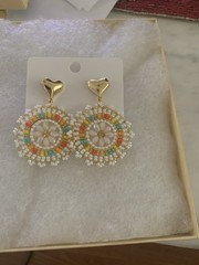 Handmade beaded earrings with post drop pierced.