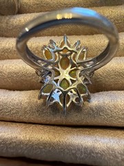 Vintage Orange Ethiopian Fire Opal Tanzanite Sterling Silver Rhodium Ring Sz 6.5