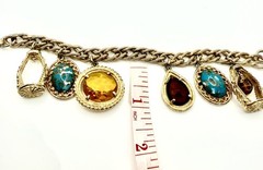 Vintage Etruscan Revival Style Charm Bracelet Watch Fob Style Gold Tone 7 1/8”