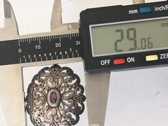 Vintage Jezlaine Sterling Silver Amethyst Filigree Scroll Ornate Brooch Pin