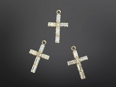 Swarovski Crystal Baguette Cross Gold Plated