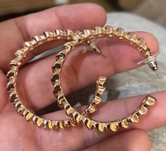 Vintage Signed Graziano Chainlink Post Earrings Rose? Gold Tone Large 2”