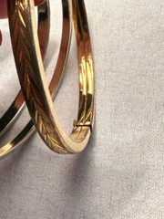 2 MONET Signed bracelets gold tone metal bangle 1 12k GF Marathon hinged TX311