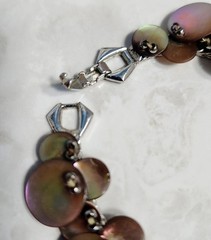 Vintage 1970s Mother of Pearl (MOP) Overlapping Disc Link Bracelet RARE