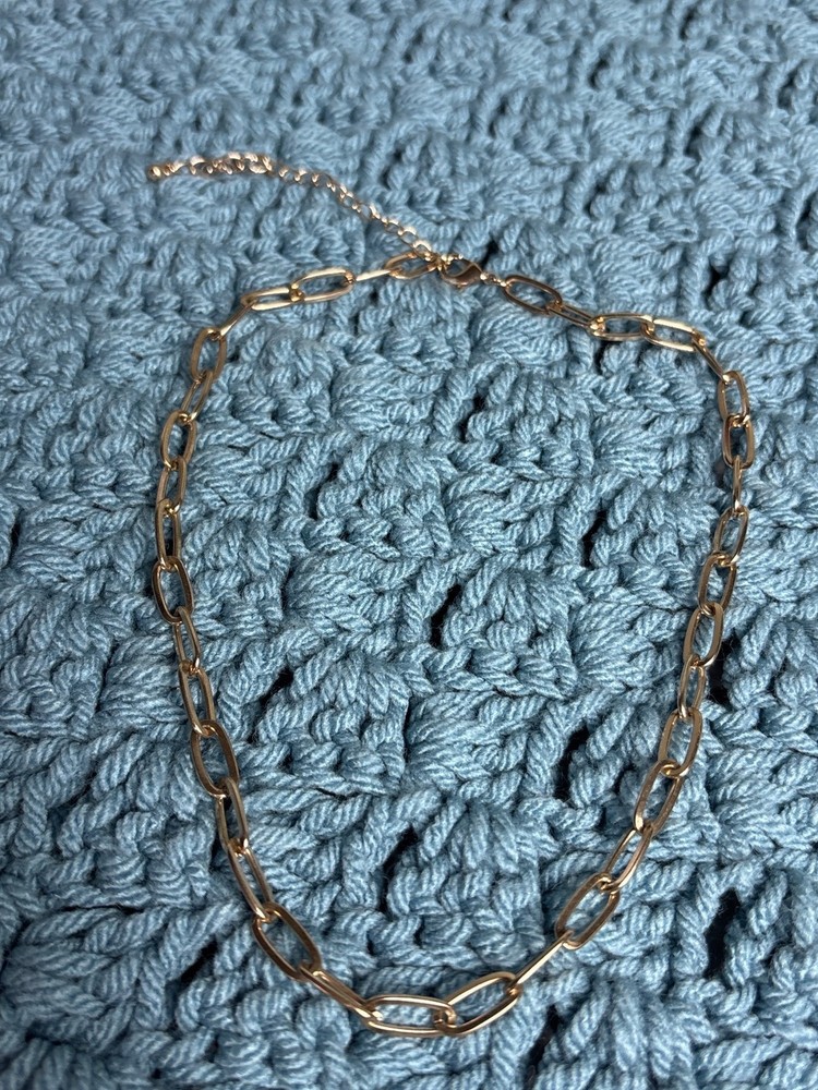 Vintage 90s Goldtone Paperclip Chain Necklace Lobster Clasp 14 – 17 inches Long