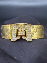 Nolan Miller Gold Tone Multi Strand Bracelet – Pavé Clasp – 7.25” – Signed