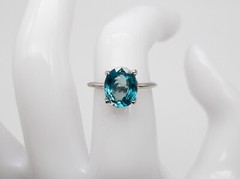 Designer $6000 5.50ct Natural Blue Zircon Diamond Platinum Ring RARE