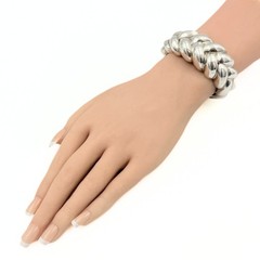 MCM Modernist Ribbed Sterling Silver Braided Cuff Bracelet