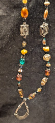 vintage handmade Boho Chic Beaded Necklace with Silver/cooper-Tone Accents