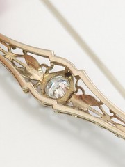 Art Deco Platinum & Gold Mixed .40ct Diamond Solitaire Brooch Bar Pin SI2 F/G