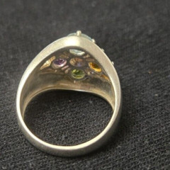 925 Sterling Silver Topaz Citrine Peridot Garnet & Amethyst? Ring Size 6 3/4