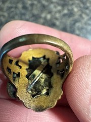 1920s Antique Egyptian Revival Czech Glass Pharaoh Ring Neiger Style Sz 5