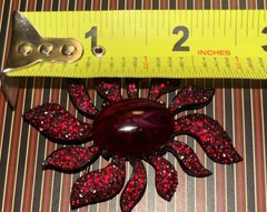 RARE MAGNIFICENT GARNET RHINESTONE VINTAGE SIGNED MARVELLA LG BROOCH JAPPANED