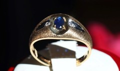 10k yellow gold 0.30ctw natural diamond ring sapphire sz 10 heated 2.63g Romance