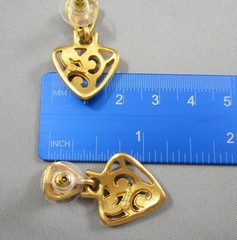 1 3/4″ Vintage ANNE KLEIN Matte Brushed Gold Tone Dangling Post Earrings 189V