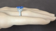 7.50ct.Platinum Vintage Filigree Engagement Ring Natural Blue Sapphire Round Cut