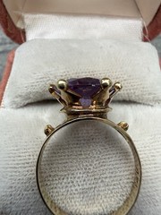 Vintage 14k Yellow Gold 4Ct+ Synthetic Color Change Sapphire Cocktail Ring Sz 7