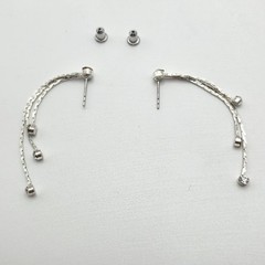 Vintage Sparkly Triple Strand Rhinestone Silver Plate Earrings FREE $HIPPING!