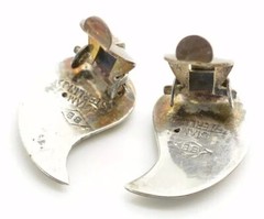 Vintage SIAM Sterling Silver NIELLO Ware Dancing Goddess Earrings Signed BB