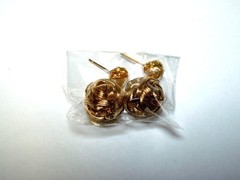 1 Pair Women’s Double Sided Two Ball Stud Pearl Earrings – Gold