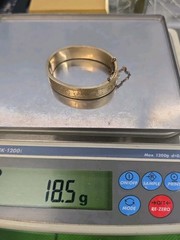 Victorian Gold Filled Hinged Bangle Bracelet 6″ Signed B&B 18.5 Grams