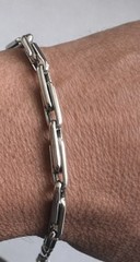 1980s Italian 14K white gold paperclip bracelet, 7.5″ Men’s Lobster Clasp – 9.5g