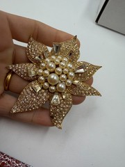 Vintage Brooch Marvella Clip Earrings Set Matching Encrusted Simulated Pearl