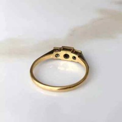 Art Deco Style Three-Stone Round Lab Created Diamond 14K Gold FN Engagement Ring