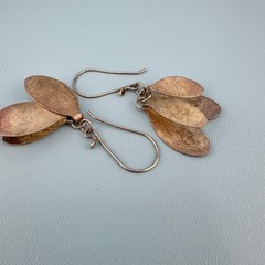Vintage Sterling Silver Dangle Earrings Oval Disc Modernist Pierced French Wire