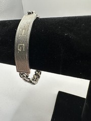 Sterling Silver Vintage SKL Identity ID Bracelet “H.G.” 8-inch Curb Chain