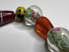 Vintage Art Glass Large Bead Stretchable Multicolored Bracelet