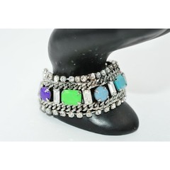 Juicy Couture Crystal Bracelet Cabochon Rhinestone Baguette Colorful RARE BinO