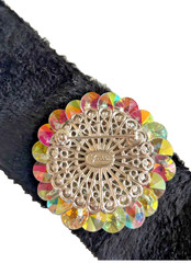 Vintage Signed VENDOME Aurora Borealis AB Rhinestone Dome Brooch Silver Tone