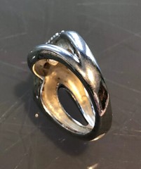 STUNNING DESIGNER T&C PINK TOPAZ STERLING SILVER CROSSOVER BAND RING 925 SZ 7
