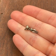 Vintage 925 Sterling Silver Bunny Rabbit Tiny Petite Pendant Bracelet Charm