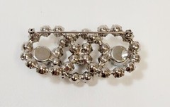 Vintage Clear AB Aqua Rhinestone Three Ring Large Brooch