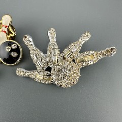Vintage Rhinestone Brooch Lot Bowling Ball Pins Angel Holding Pin Some Signed