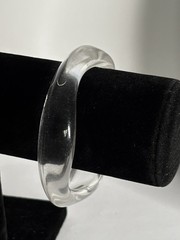 Vintage Lucite Bangle Bracelet Clear Acrylic Chunky Asymmetrical Wavy