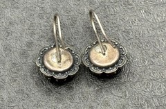 Vintage Faux Garnet Crystal Flower Cluster Drop Dangle Earring Hook Back