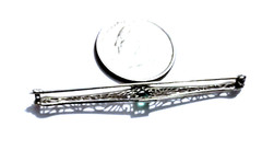 Antique Edwardian 10K White Gold BELAIS French Emerald Paste Bar Pin Brooch Lot