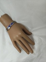 Silver Oval Hinge Clasp Sterling Stamped Made In Mexico Bracelet Inlay Abalone