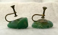 Vintage Jade, Aventurine, Jadeite, Natural Stone, Twist Back Earrings JWL-1055