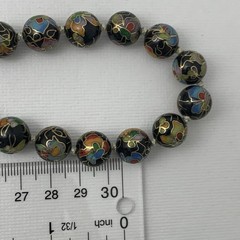 Vtg 12mm Chinese Cloisonne Knotted Bead 26″ Necklace Filigree Clasp