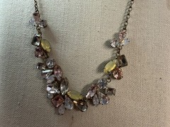 Vintage Unbranded Gold Tone Adjustable Length Rhinestone Statement Necklace