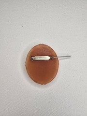Avon Floral Vintage 1980s Resin Cameo Brooch, Orange And Ivory