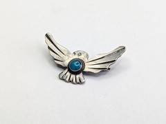 Vtg Handmade Navajo Fred Harvey Era Sterling Silver Thunderbird Turquoise Brooch