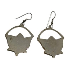 Vintage Alpaca Mexico 1980s Mother of pearl lotus flower earrings